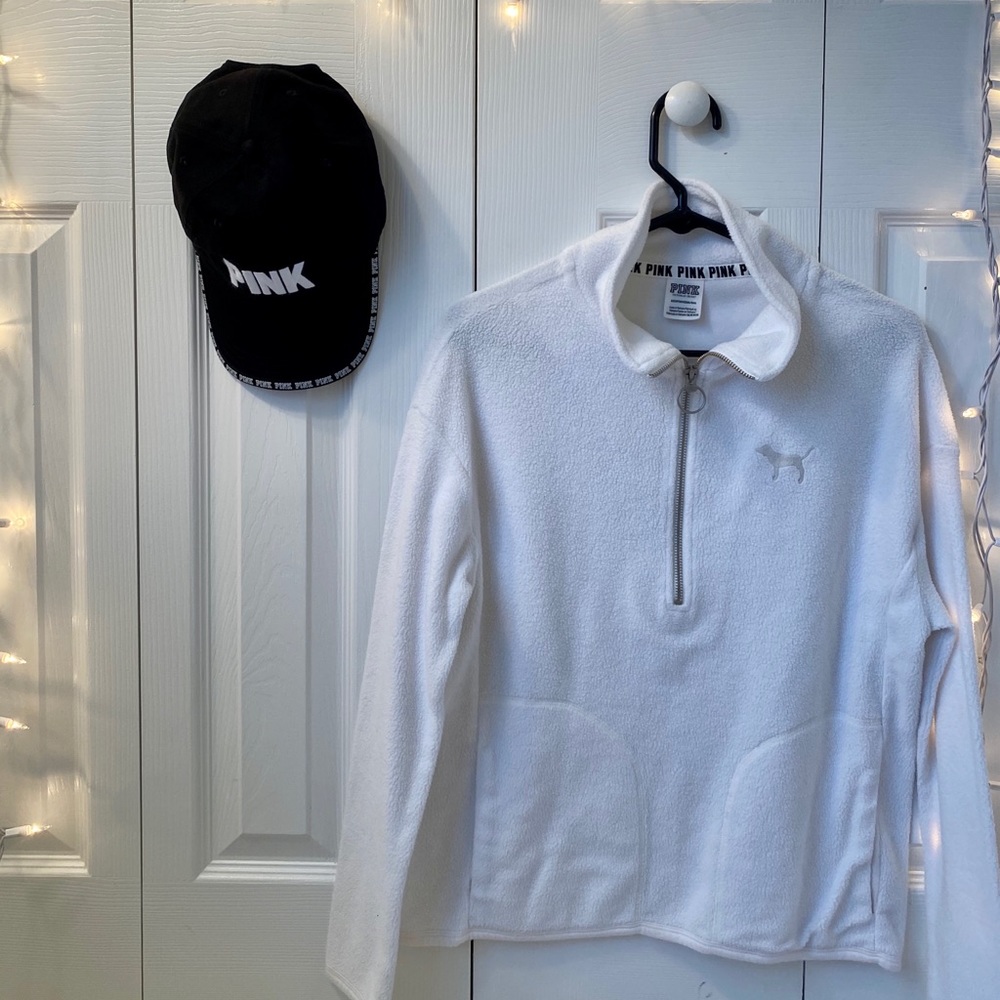 Quarter zip pullover and hat